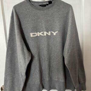 DKNY Men's Gray Crewneck Sweatshirt with White Logo